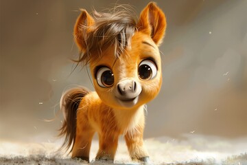 Cute Baby Horse Illustration Cartoon Art Design Generative AI