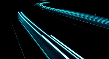 Cercles muraux Autoroute dans la nuit blue car lights at night. long exposure