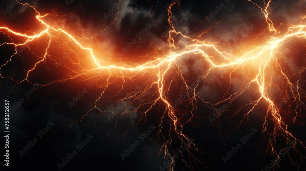 Poster a striking image of a lightning bolt in the sky. perfect for weather-related projects