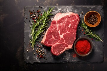 Fresh piece of meat on a cutting board, perfect for food blogs or recipes - obrazy, fototapety, plakaty