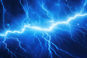 A close up of a lightning bolt in the sky. Suitable for weather-related designs - obrazy, fototapety, plakaty
