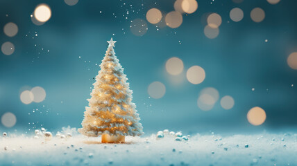 Elegant Bokeh Christmas Tree with Snowy Glow