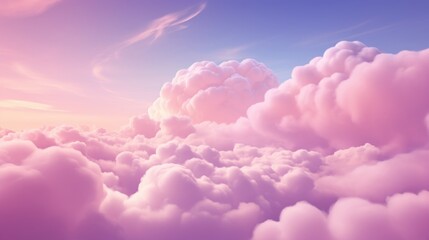 A serene image of a blue sky filled with fluffy white clouds. Ideal for backgrounds or nature-themed designs - obrazy, fototapety, plakaty