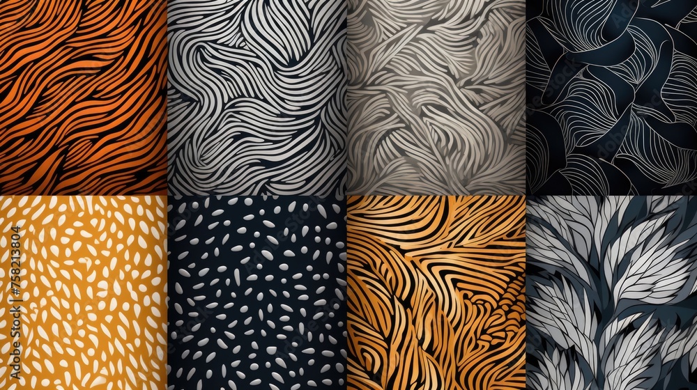 Poster Assorted fabric patterns suitable for diverse projects
