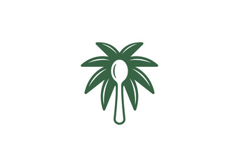 tree palm with spoon logo. for health restaurant food icon symbol
