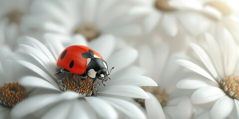 Obraz premium Marienkäferherrgottskäfer, insecta, natur, blume, badgered, frühling, daisy, sommer, blatt, käfer, vektor, makro, gras, abbildung, pflanze, rot, tier, garden, schönheit, frau, close und Gänseblümchen