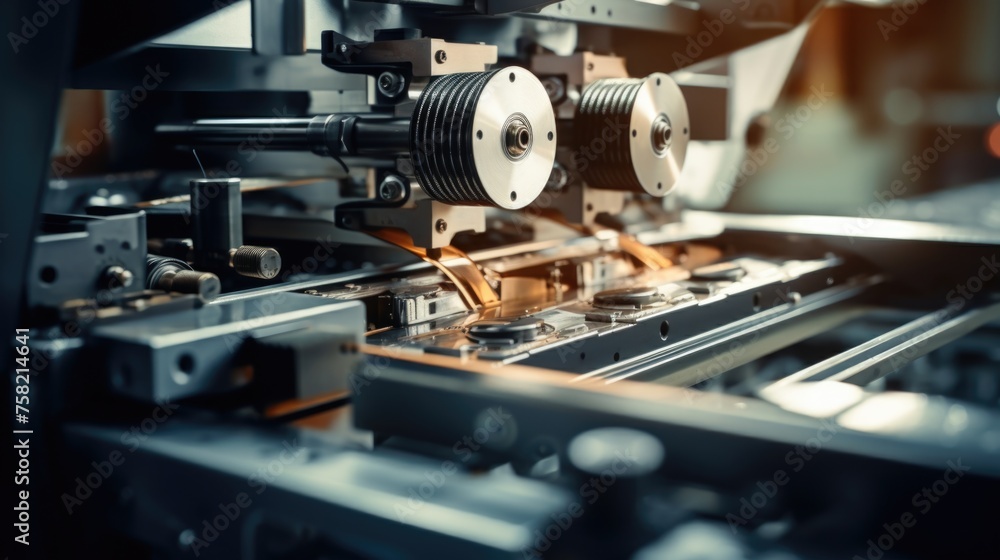 Poster Detailed view of a machine with visible wires. Perfect for tech or engineering concepts