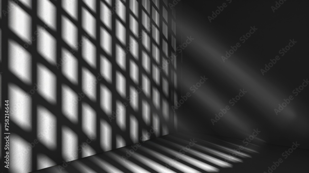 Poster a simple black and white photo of a wall and a window. suitable for architectural or interior design