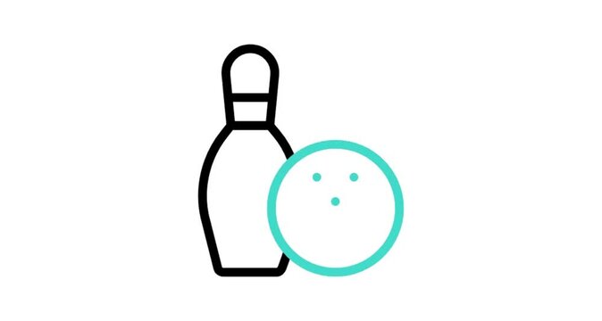 bowling ball and pins icon animation video