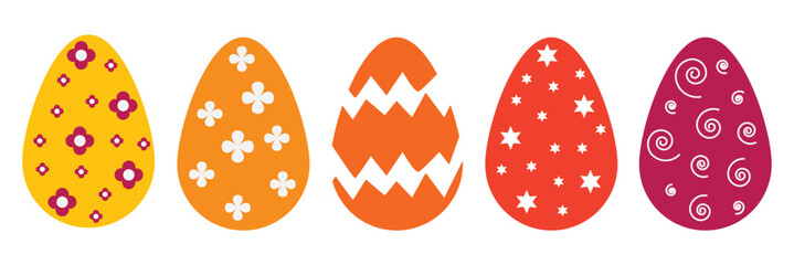 Easter Egg Icon | Painted Eggs Illustration | Happy Easter Hunt Symbol | Holiday Logo | April Spring Sign | Isolated | Variations isolated on white background in eps 10.