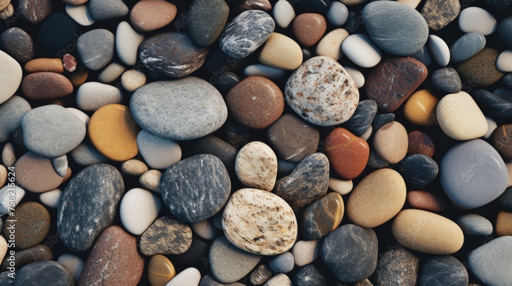 Poster a close-up view of a bunch of rocks. suitable for geological or nature-themed projects