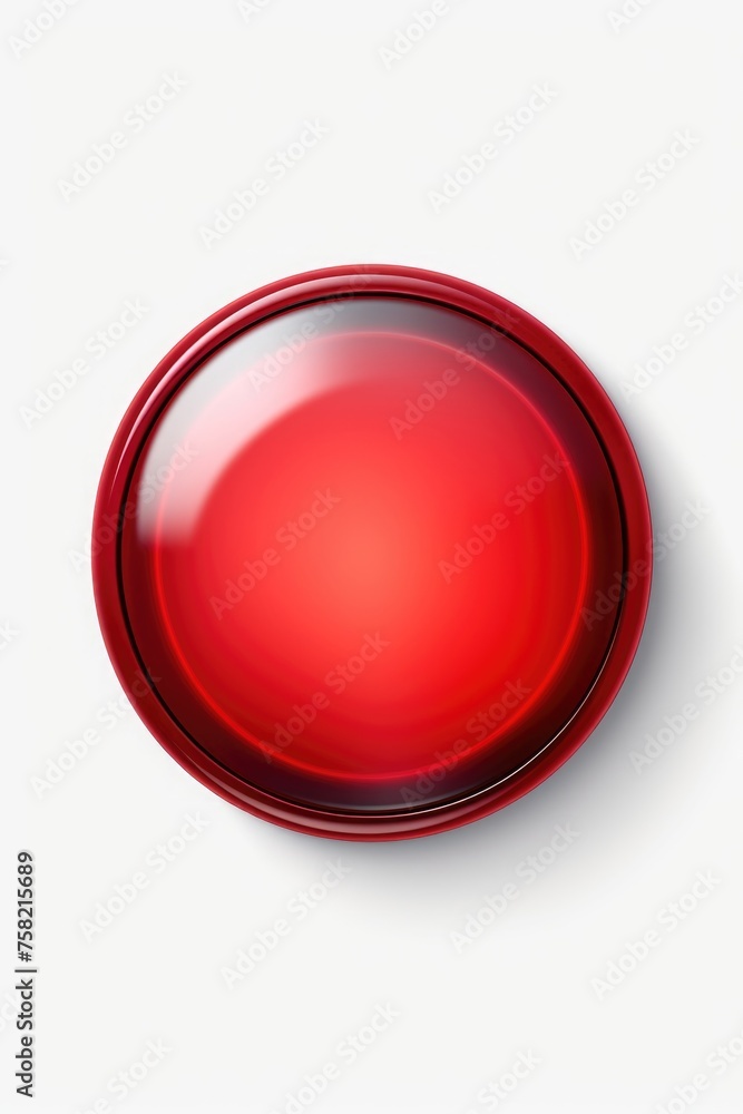 Poster A red button placed on a clean white surface. Suitable for technology and business concepts