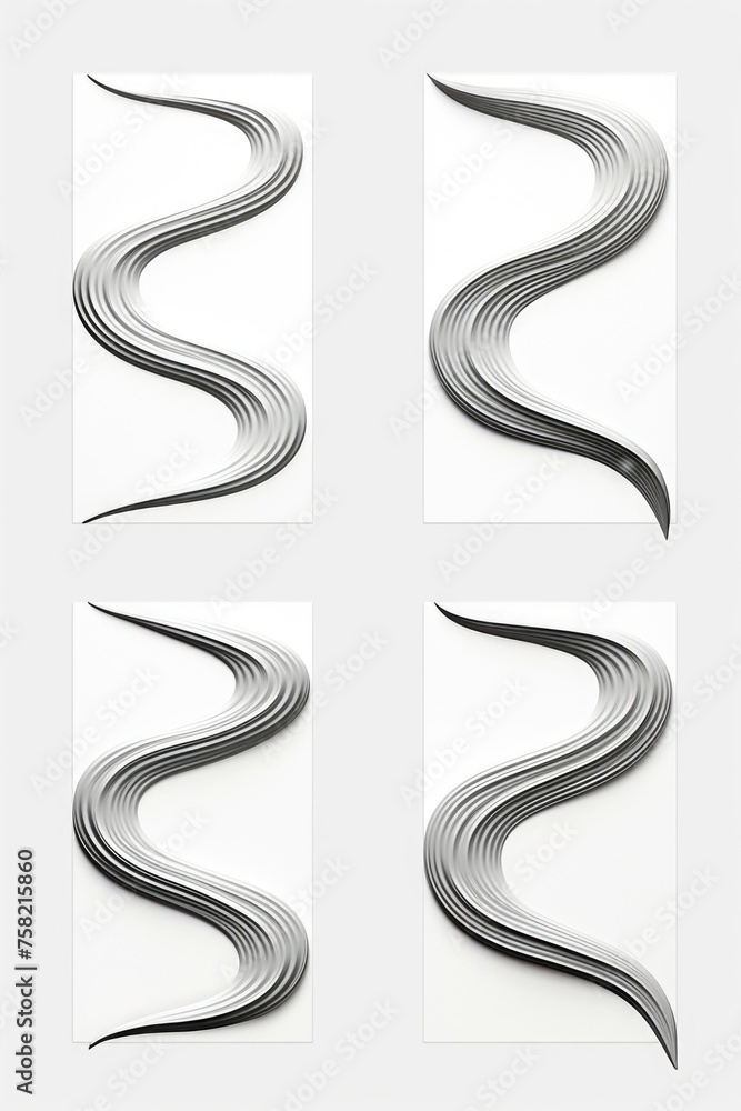 Poster a collection of four monochromatic images featuring wavy lines. perfect for graphic design projects