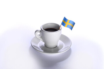 Coffee Cup with Little Swedish Flag Isolated on White Background