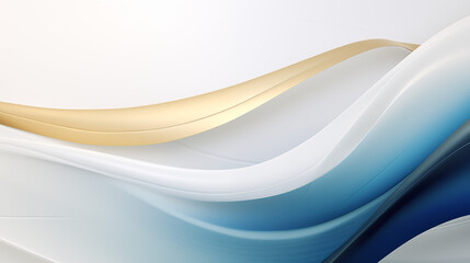 Fond graphique d'un flux coloré, bleu, doré et blanc, vague en mouvement. Arrière-plan pour conception et création. - obrazy, fototapety, plakaty