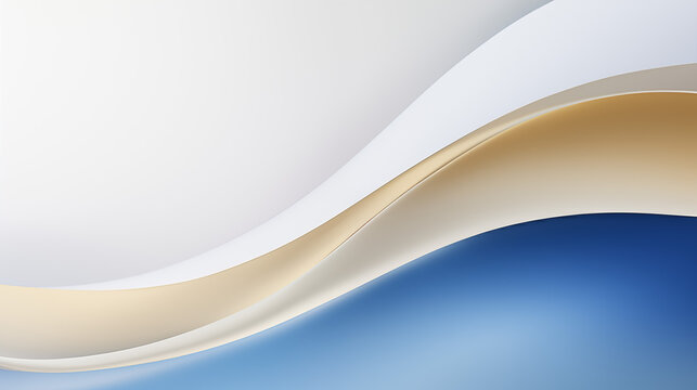 Fond graphique d'un flux color&eacute;, bleu, dor&eacute; et blanc, vague en mouvement. Arri&egrave;re-plan pour conception et cr&eacute;ation.