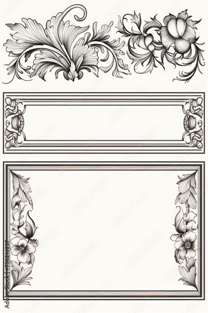 Poster Three elegant frames with floral motifs. Perfect for adding a touch of nature to your designs