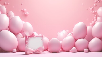 banner with easter eggs on pink background