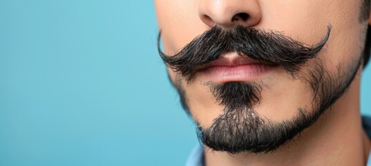 Modern man s beard and mustache grooming close up, featuring contemporary techniques and text space