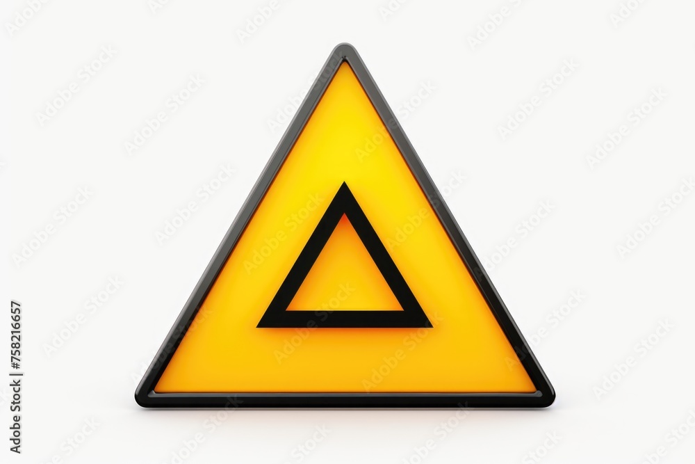 Aufkleber a bright yellow triangular sign on a clean white surface. suitable for various informative designs