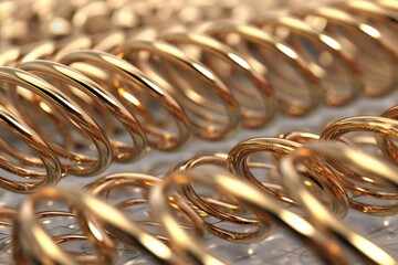 A collection of gold rings displayed on a table. Perfect for jewelry store promotions