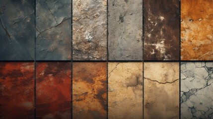 Collection of different colored concrete textures for design projects