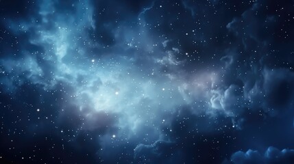 A peaceful night sky with fluffy clouds and twinkling stars. Perfect for backgrounds or astronomy-related projects - obrazy, fototapety, plakaty