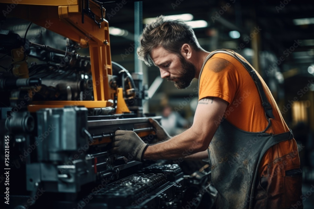 Aufkleber A man working on a machine in a factory. Suitable for industrial concepts