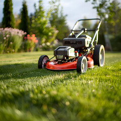 Lawn Mower Mowing the Lawn generative ai