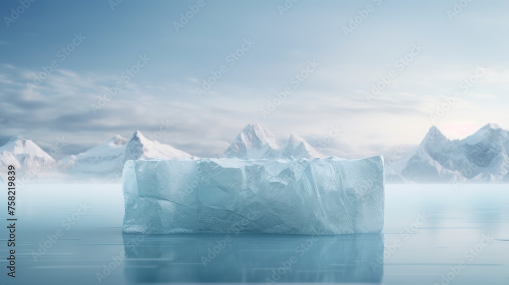 Poster An iceberg floating in the ocean. Suitable for climate change concepts