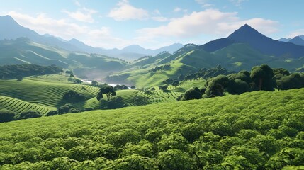 Obraz premium Picturesque tea plantation, cut out, 8K resolution.