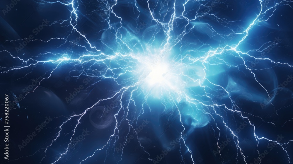 Poster close up of a lightning bolt on a dark background. suitable for weather-related designs