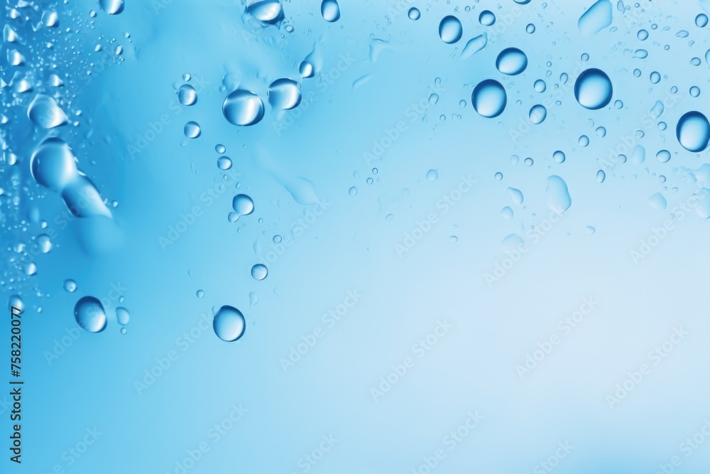 Poster A blue background with water drops. Suitable for various design projects
