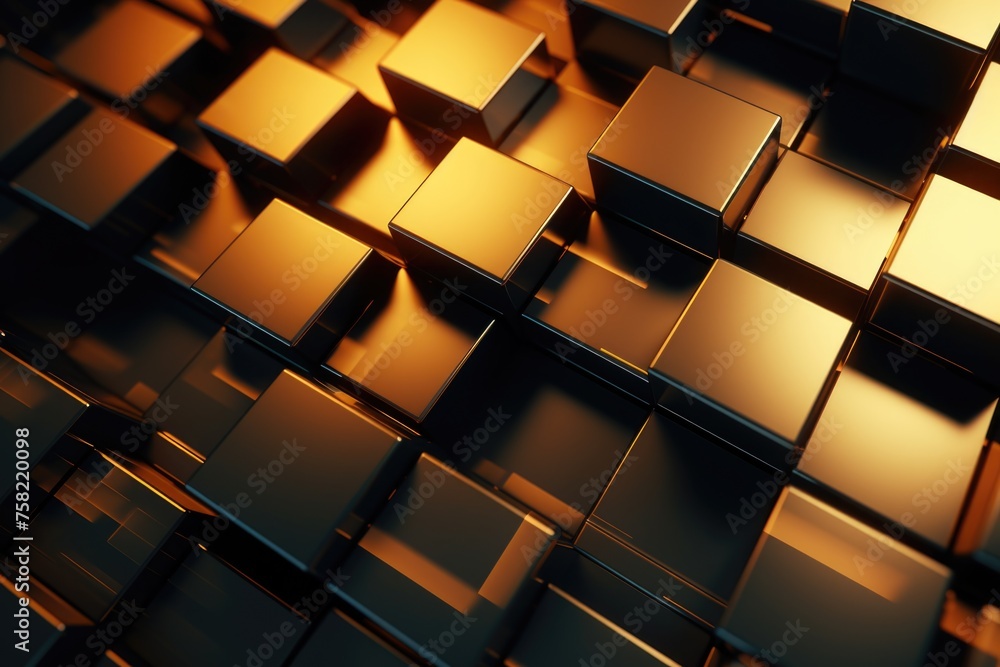Aufkleber a close up of a bunch of shiny cubes. suitable for technology concepts