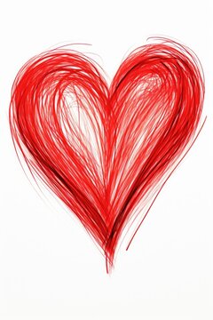 Simple red heart drawing on a white background. Suitable for various romantic themes
