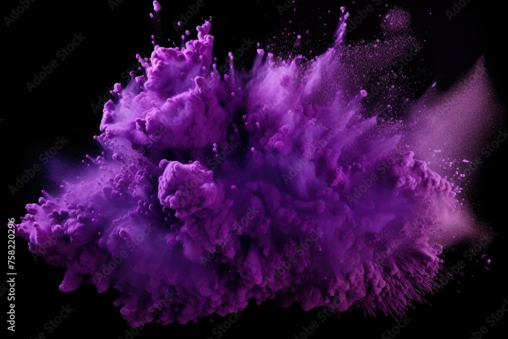 Poster a vibrant purple powder cloud suspended in the air. perfect for adding a pop of color to your design
