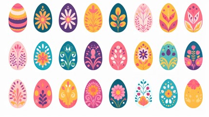 easter colorful eggs banner on white background