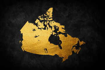 Isometric map gold of Canada on carbon kevlar texture pattern tech sports innovation concept background. For website, infographic, banner.