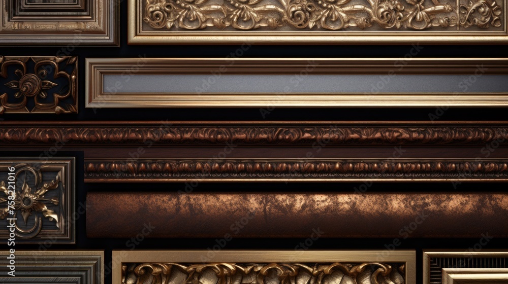 Poster a collection of ornate gold and silver picture frames. perfect for adding a touch of elegance to any