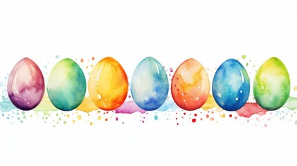 easter colorful eggs banner on white background