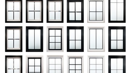 Collection of different types of windows, suitable for architectural and interior design projects