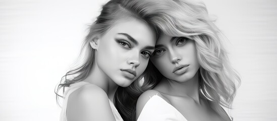 Fototapeta premium Two Stylish and Diverse Women Strike a Pose Together for a Trendy Photoshoot
