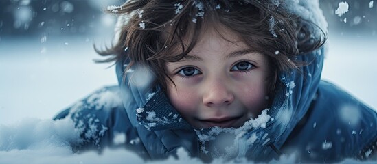 Adventurous Young Child Enjoying a Winter Wonderland Day in the Snowy Forest - obrazy, fototapety, plakaty