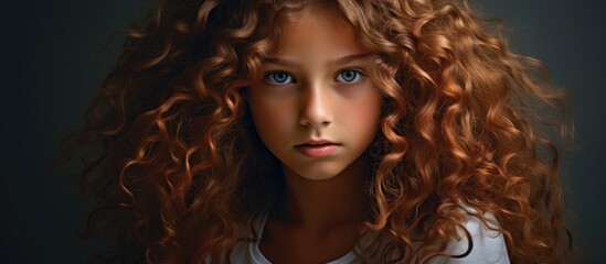 Fototapeta premium Vibrant Portrait of a Young Woman Revealing Her Long Curly Hair in Natural Light