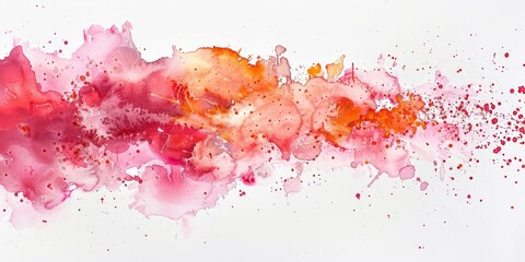 Elegant red and pink watercolor splash on a pristine white canvas, embodying passion and softness.