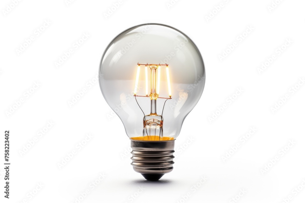 Poster a light bulb sitting on a table, suitable for various concepts and designs
