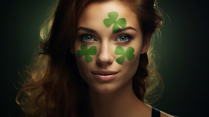 Portrait of a beautiful Irish girl with painted face.

