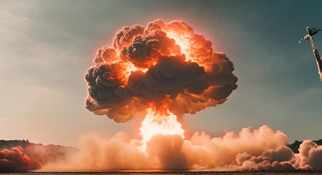 Nuclear bomb explosion.
