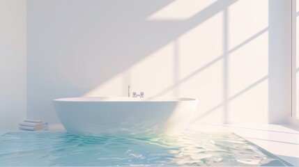 Clean Minimalist Bathroom with Clearwater Bathtub