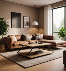 wall / modern living room with mockup frame	
